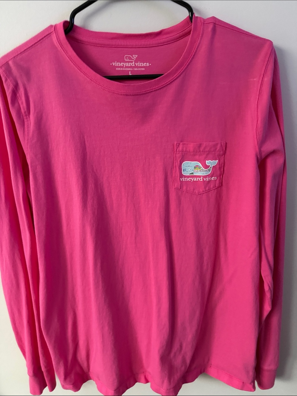 Vineyard Vines womens Long-Sleeve Pocket Tee - Hot Pink size L